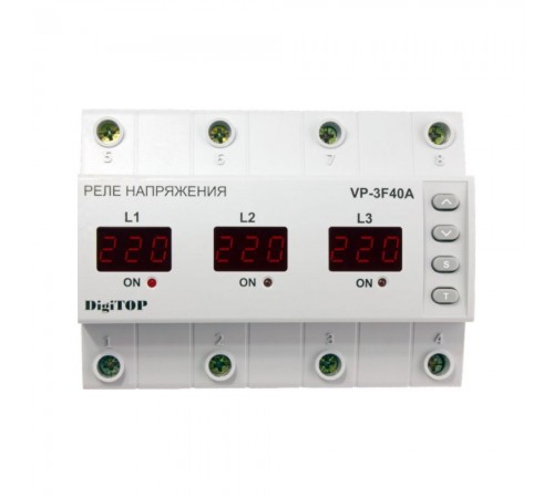 Реле напруги DigiTOP 40А (max 50A) VP-3F40A Реле напруги DigiTOP 40А (max 50A) VP-3F40A