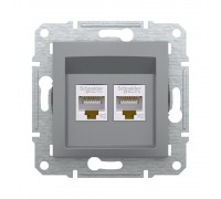 Розетка комп'ютерна Schneider Electric Asfora сталь подвійна RJ45 UTP 5E внутрішня EPH4400162