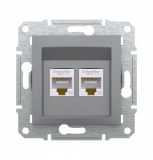Розетка комп'ютерна Schneider Electric Asfora сталь подвійна RJ45 UTP 5E внутрішня EPH4400162
