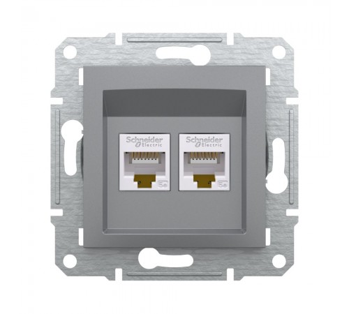 Розетка комп'ютерна Schneider Electric Asfora сталь подвійна RJ45 UTP 5E внутрішня EPH4400162 Розетка комп'ютерна Schneider Electric Asfora сталь подвійна RJ45 UTP 5E внутрішня EPH4400162