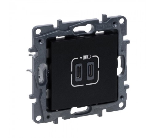 Legrand NILOE STEP Розетка USB Тип С+C 15 Вт 5 В колір чорний 863539