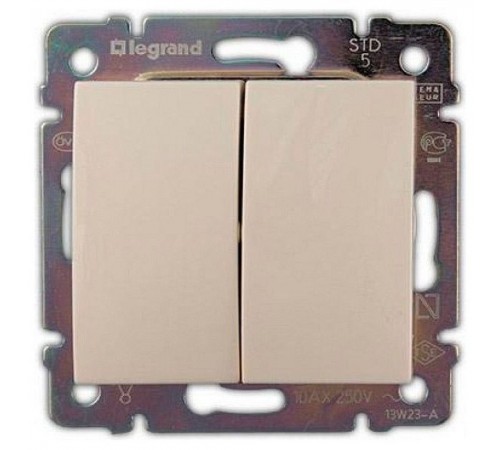 Legrand Valena Classic Вимикач без фіксації 2-клавішний перекидний 10А Слонова кістка 774118