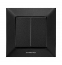 Вимикач Panasonic Arkedia Slim двоклавішний швидкий монтаж чорний WNTC01092BL-UA