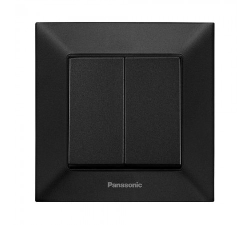 Вимикач Panasonic Arkedia Slim двоклавішний швидкий монтаж чорний WNTC01092BL-UA Вимикач Panasonic Arkedia Slim двоклавішний швидкий монтаж чорний WNTC01092BL-UA