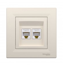 Розетка комп'ютерна Schneider Electric Asfora кремова подвійна RJ45 UTP 5E внутрішня EPH4400123
