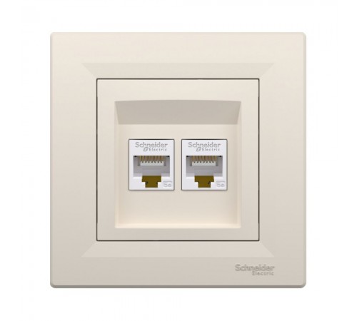 Розетка комп'ютерна Schneider Electric Asfora кремова подвійна RJ45 UTP 5E внутрішня EPH4400123 Розетка комп'ютерна Schneider Electric Asfora кремова подвійна RJ45 UTP 5E внутрішня EPH4400123