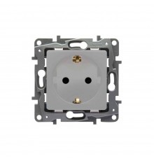 Legrand ETIKA Розетка 2К зі шторками Алюміній 672434