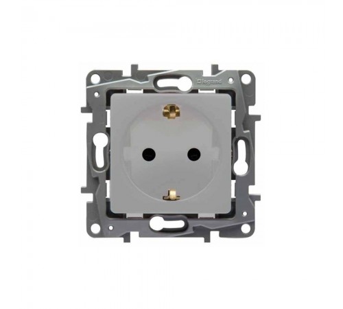 Legrand ETIKA Розетка 2К зі шторками Алюміній 672434