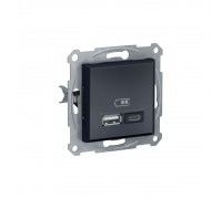 Schneider ASFORA Розетка USB + Type C антрацит EPH2700371