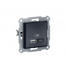 Schneider ASFORA Розетка USB + Type C антрацит EPH2700371