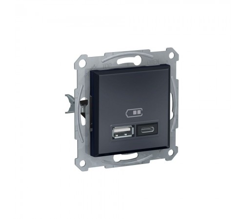 Schneider ASFORA Розетка USB + Type C антрацит EPH2700371 Schneider ASFORA Розетка USB + Type C антрацит EPH2700371
