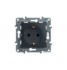 Legrand ETIKA Розетка 2К+З зі шторками Антрацит 672622