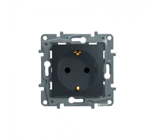 Legrand ETIKA Розетка 2К+З зі шторками Антрацит 672622