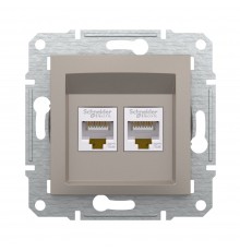 Розетка комп'ютерна Schneider Electric Asfora бронза подвійна RJ45 UTP 5E внутрішня EPH4400169