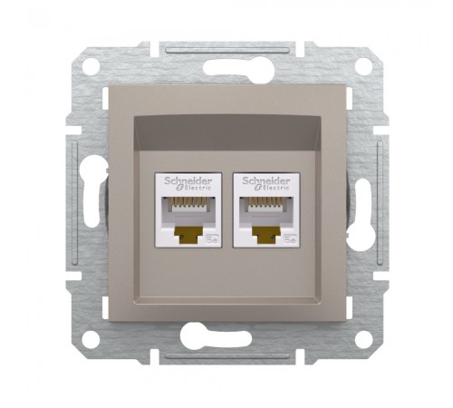 Розетка комп'ютерна Schneider Electric Asfora бронза подвійна RJ45 UTP 5E внутрішня EPH4400169