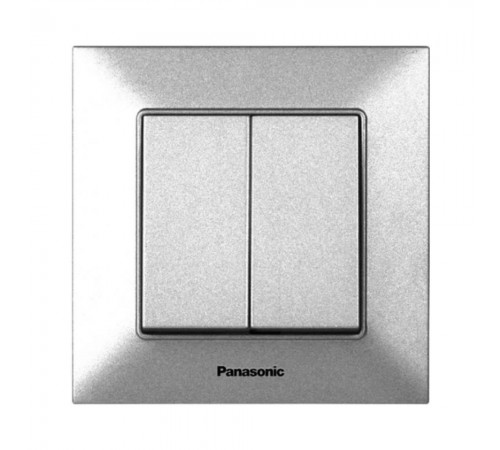 Вимикач Panasonic Arkedia Slim срібний двоклавішний WNTC00092SL-UA Вимикач Panasonic Arkedia Slim срібний двоклавішний WNTC00092SL-UA