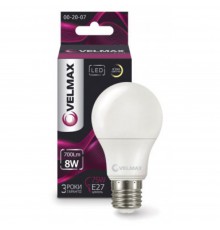 Лампа LED V-A60, 10W, E27, 3000K, 1000Lm, кут 240°	21-11-31-1 Velmax