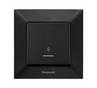 Вимикач Panasonic Arkedia Slim чорний одноклавішний прохідний з підсвіткою швидкий монтаж WNTC01042BL-UA
