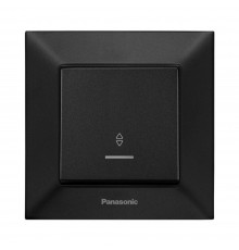Вимикач Panasonic Arkedia Slim чорний одноклавішний прохідний з підсвіткою швидкий монтаж WNTC01042BL-UA