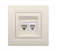 Розетка Schneider Electric Asfora комп'ютерна RJ45 UTP 5E та телефонна RJ12 кремова EPH4900123