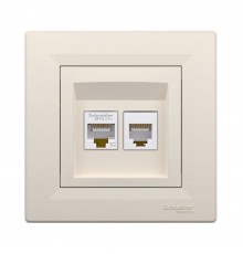 Розетка Schneider Electric Asfora комп'ютерна RJ45 UTP 5E та телефонна RJ12 кремова EPH4900123