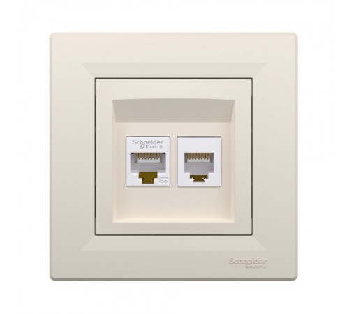 Розетка Schneider Electric Asfora комп'ютерна RJ45 UTP 5E та телефонна RJ12 кремова EPH4900123