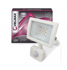 LED прожектор V-FLl-106SWh 10W 220V 6200K 900Lm датчик руху 26-14-11 Velmax