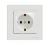 Розетка Schneider Electric Asfora біла одинарна з заземленням внутрішня EPH2900121