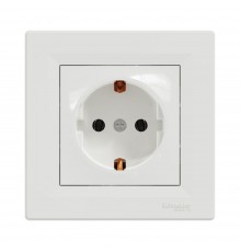 Розетка Schneider Electric Asfora біла одинарна з заземленням внутрішня EPH2900121