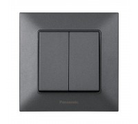 Вимикач Panasonic Arkedia Slim димчастий двоклавішний WNTC00092DG-UA