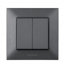Вимикач Panasonic Arkedia Slim димчастий двоклавішний WNTC00092DG-UA