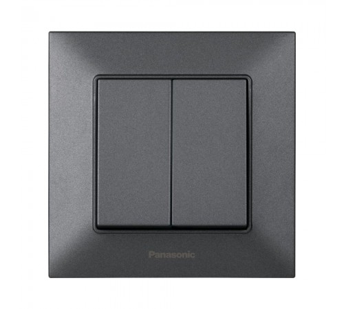 Вимикач Panasonic Arkedia Slim димчастий двоклавішний WNTC00092DG-UA