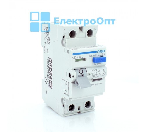 Дифреле (ПЗВ) Hager Тип A 2P 30mA 63A CD263J
