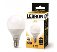 Лампочка LED LEBRON L-G45 8W 220V E14 4100K 11-12-28