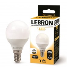 Лампочка LED LEBRON L-G45 8W 220V E14 4100K 11-12-28