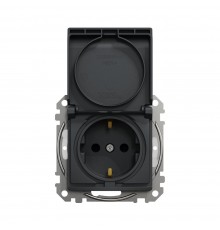 Розетка Schneider Sedna Design 1-а З/К внутр. зі шторками та кришкою IP44 чорний SDD214024