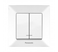 Вимикач Panasonic Arkedia Slim двоклавішний з підсвіткою білий WNTC00102WH-UA