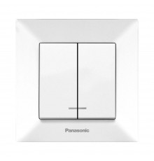 Вимикач Panasonic Arkedia Slim двоклавішний з підсвіткою білий WNTC00102WH-UA