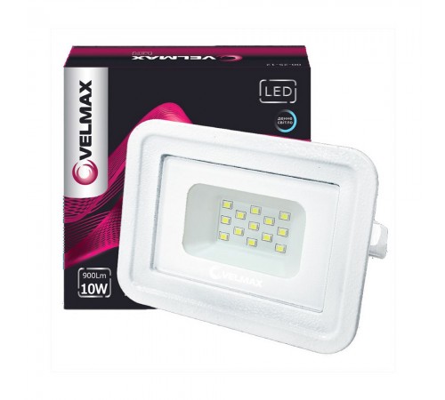 LED прожектор Velmax білий V-FL-106Wh 10W 900Lm 6200K 115*85*27 26-11-11 LED прожектор Velmax білий V-FL-106Wh 10W 900Lm 6200K 115*85*27 26-11-11