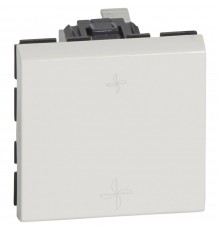 Legrand MOSAIC Перемикач на два напрямки 10Ах 250В (для вентиляції) з безгвинтовими зажимами(2модуля) 1-клавішний колір Білий 77027