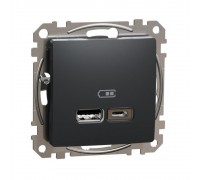 Schneider Sedna Design Розетка 1-а USB внутр. A+C 2,4A "Sedna Design" Чорний SDD114402
