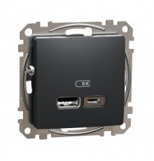 Schneider Sedna Design Розетка 1-а USB внутр. A+C 2,4A "Sedna Design" Чорний SDD114402