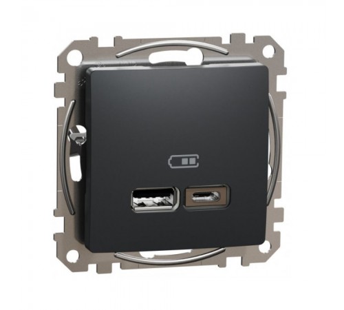 Schneider Sedna Design Розетка 1-а USB внутр. A+C 2,4A "Sedna Design" Чорний SDD114402