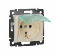 Розетка 2К+З Legrand Valena Classic слонова кістка зі шторками і кришкою 774120