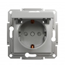 Розетка Schneider Electric Asfora алюміній з заземленням внутрішня з кришкою EPH3100161