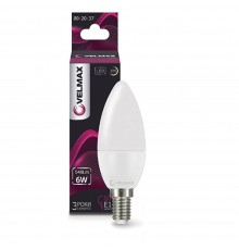 LED лампочка Velmax V-C37 6W 220V E14 3000K 540Lm 21-13-19